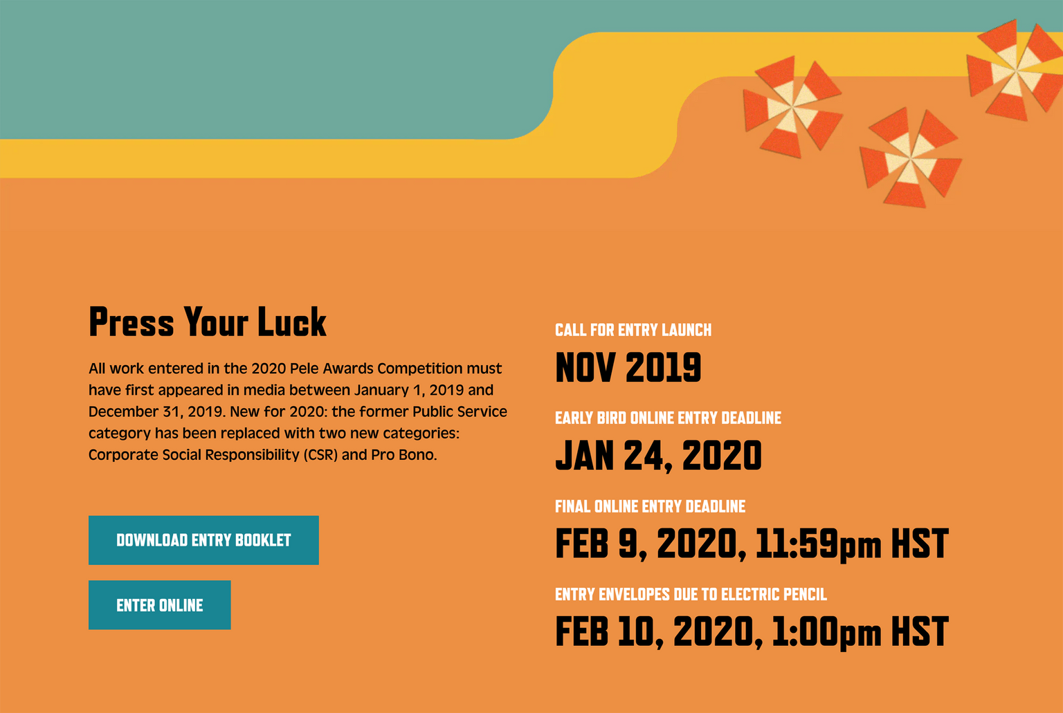 Screenshot of a section of 2020's website